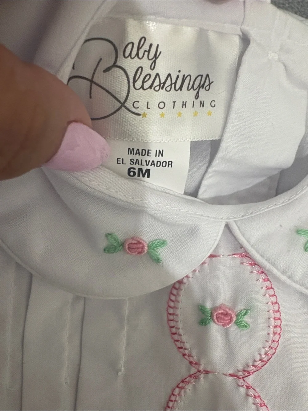 NWT Baby BlessingsClothing White Embroidered Bubble Romper with Pink Accents